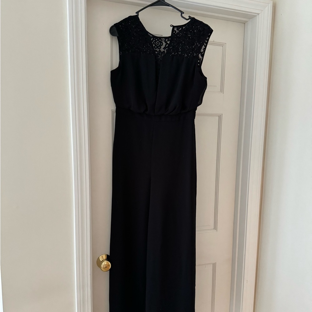 White House Black Market Lace Inset Bodice-Wide Leg Jumpsuit